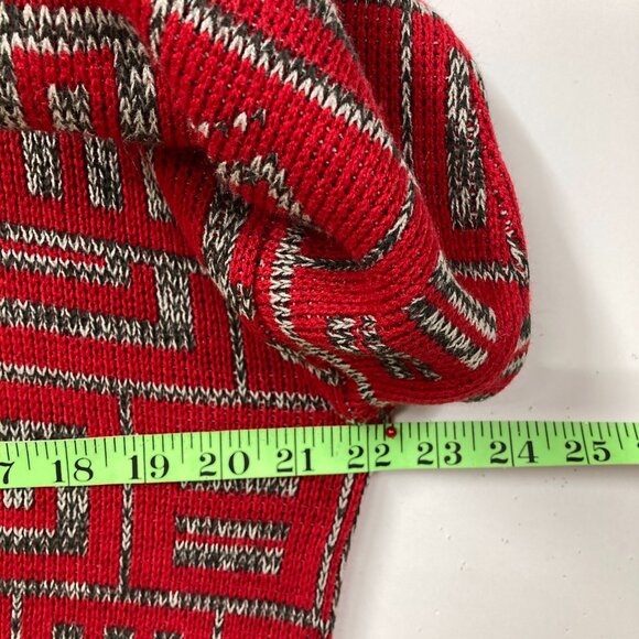 Kitty Hawk Vintage Sweater, Women's Sz Medium, Red White Black Geometric Boxy - Picture 4 of 8